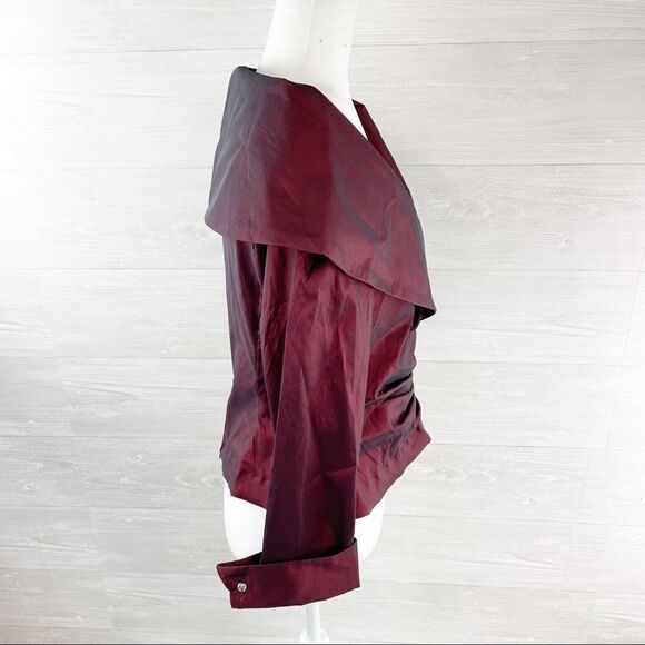 Vintage Tadashi Shoji Off Shoulder Pleated Satin Top - Picture 6 of 7